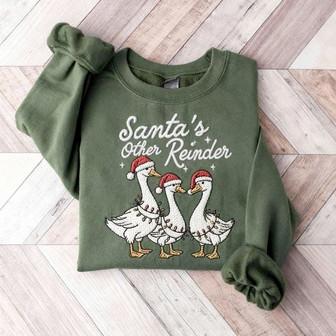 Hilarious Christmas Goose Embroidered Sweatshirt for Holiday Fun - Thegiftio