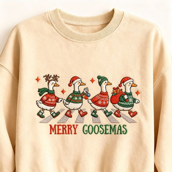 Humorous Goosemas Cheer Embroidered Sweatshirt - Thegiftio UK