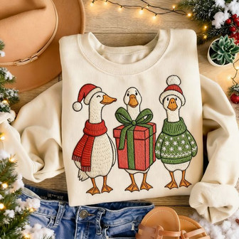 Jolly Goose Embroidered Sweatshirt - Funny Christmas Holiday Cheer - Thegiftio