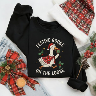 Joyful Goose Holiday Embroidered Sweatshirt Must-Have Gift - Thegiftio UK
