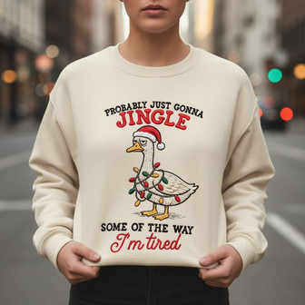 Quirky Goose Holiday Cheer Embroidered Sweatshirt Gift - Thegiftio