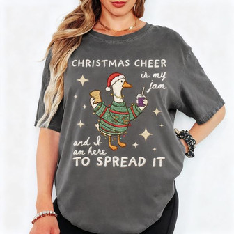 Quirky Goose Holiday Embroidered Comfort Colors T-shirt Gift - Thegiftio UK