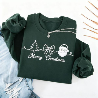 Subtle Holiday Joy - Merry Minimalist Embroidered Sweatshirt - Thegiftio