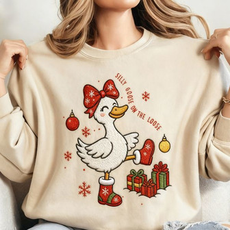 Unruly Goose Holiday Fun Embroidered Sweatshirt - Thegiftio UK