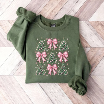 Chic Coquette Bow Embroidered Sweatshirt for Christmas Style - Thegiftio