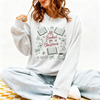 Cozy Christmas Reader Embroidered Sweatshirt Gift for Book Lovers - Thegiftio