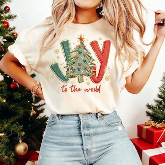 Embroidered Comfort Colors T-shirt - Joyful Holiday Crewneck Gift - Thegiftio