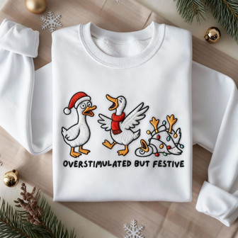Festive Chaos - Overstimulated Holiday Embroidered Sweatshirt - Thegiftio UK