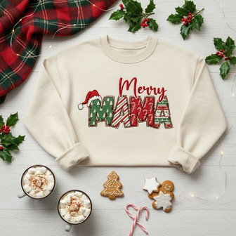 Heartwarming Mama Embroidered Sweatshirt Gift for Her - Thegiftio