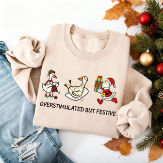 Humorous Holiday Goose Embroidered Sweatshirt Delight - Thegiftio UK