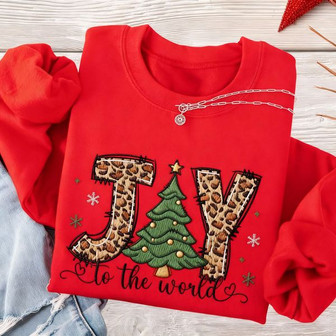 Joyful Christmas Embroidered Sweatshirt for Holiday Warmth - Thegiftio