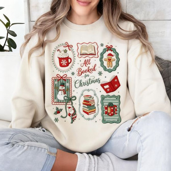 Literary Cheer - Stamped Christmas Embroidered Sweatshirt Gift - Thegiftio
