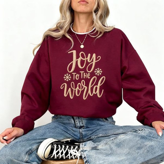 A World of Joy - Faith-Filled Christmas Embroidered Sweatshirt - Thegiftio