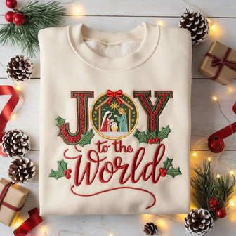 Christian Joy Embroidered Sweatshirt - A World-Class Xmas Gift - Thegiftio