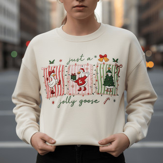Jolly Goose Christmas Crewneck - Unique Embroidered Holiday Gift - Thegiftio