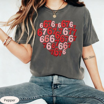 Heartfelt Embroidered Comfort Colors T-shirt for Valentine's Day - Thegiftio UK