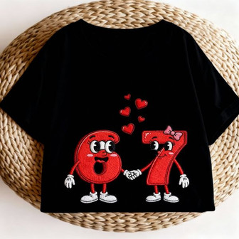 Embroidered Unisex T-shirt - Sweet 6-7 Valentine's Day Gift - Thegiftio UK