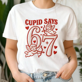 Funny Cupid 67 Retro Love Embroidered Unisex T-shirt Gift - Thegiftio