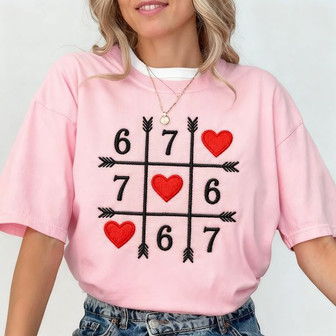 Perfect Match 6 & 7 Love Story Embroidered Comfort Colors T-shirt - Thegiftio UK
