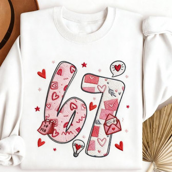 Romantic '67' Embroidered Sweatshirt - Perfect Valentine Gift - Thegiftio UK