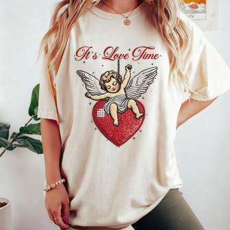 Romantic Love Embroidered Comfort Colors T-shirt - It's Our Time - Thegiftio UK