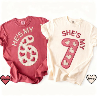 "67" Couples Humor - Valentine Embroidered Comfort Colors T-shirt - Thegiftio UK