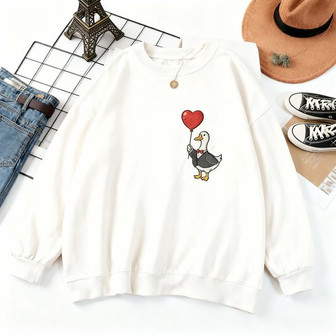 Cozy Goose Embroidery Sweatshirt - Valentine Gifts For Couple - Thegiftio UK