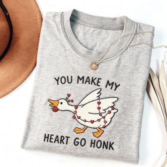 Embroidered Unisex T-shirt - Sweet Goose Valentine Gift - Thegiftio UK