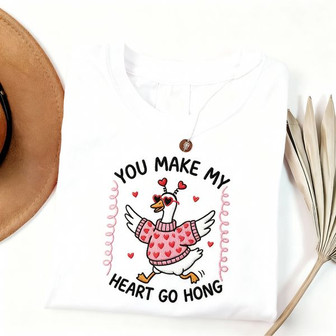 Funny Goose Valentine's Day Embroidered Unisex T-shirt Gift - Thegiftio UK