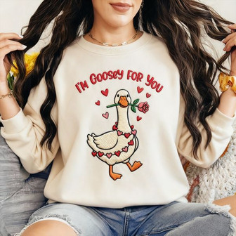 Goosey Love Embroidered Sweatshirt - Cute Valentine's Day Gift - Thegiftio UK