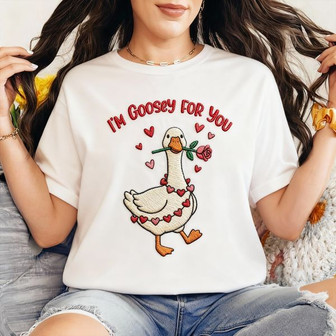 "Goosey For You" Embroidered Unisex T-shirt - Funny Valentine Gift - Thegiftio