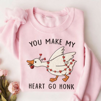Hilarious Goose Valentine Embroidered Sweatshirt for Her Fun Gift - Thegiftio UK