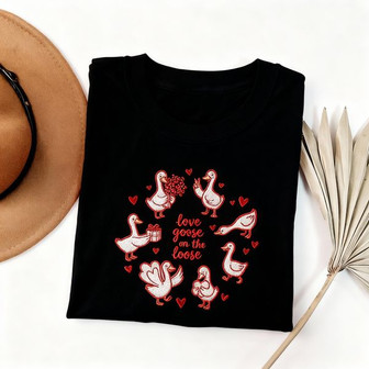 Hilarious Goose Valentine's Day Embroidered Unisex T-Shirt Gift - Thegiftio UK