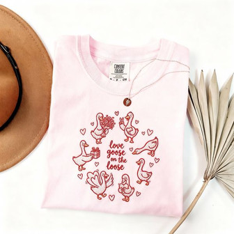Silly Goose Love - Unique Embroidered Comfort Colors T-shirt Gift - Thegiftio