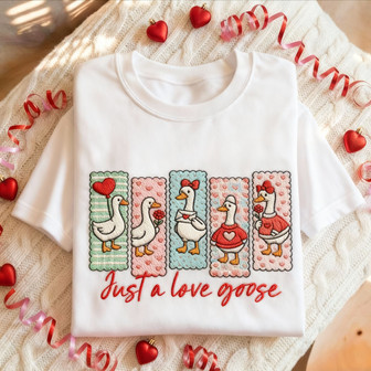 Silly Goose Valentine embroidered Unisex T-shirt Gift for Lovers - Thegiftio UK