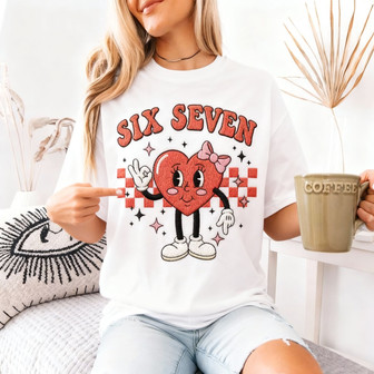 Viral '6 7' Valentine Meme - Embroidered Comfort Colors T-shirt - Thegiftio UK