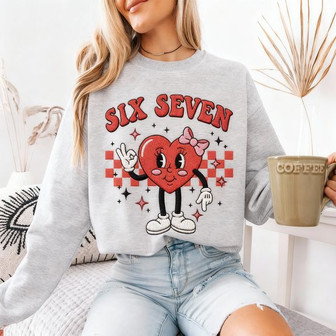 Viral 'Six Seven' Meme Embroidered Sweatshirt Valentine's Gift - Thegiftio UK