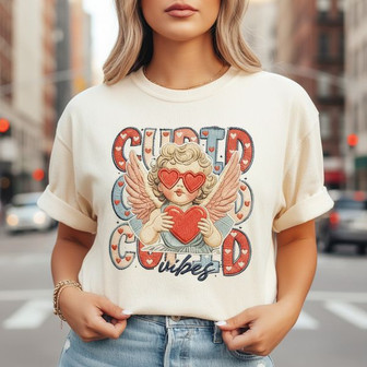 Effortlessly Cool Cupid Vibes Embroidered Comfort Colors T-shirt Gift - Thegiftio UK