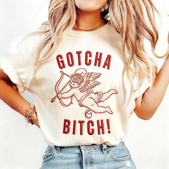 Funny Cupid Embroidered Comfort Colors T-shirt for Valentine's Day - Thegiftio