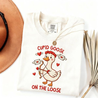Hilarious Valentine Goose Embroidered Comfort Colors T-shirt - Thegiftio UK