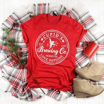 Vintage Valentine - Cupid Brewing Co. Embroidered Unisex T-shirt - Thegiftio UK