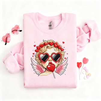 Adorable Valentine's Cupid Embroidered Sweatshirt - Thegiftio UK