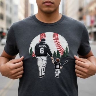 Custom Baseball Dad Gift Embroidered Unisex T-Shirt Keepsake - Thegiftio UK