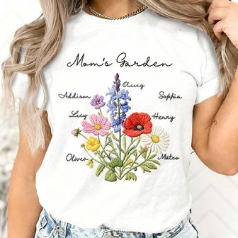 Custom Floral Birth Month Embroidered Unisex T-Shirt Gift - Thegiftio UK