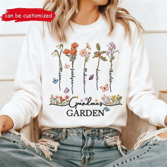 Custom Grandma's Garden Embroidered Sweatshirt Gift for Her - Thegiftio