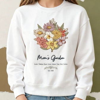 Elegant Floral Embroidered Sweatshirt Gift for Mom's Garden - Thegiftio UK