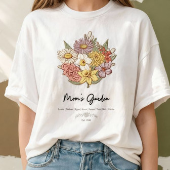 Floral Garden Mom Gift Embroidered Comfort Colors T-shirt - Thegiftio UK