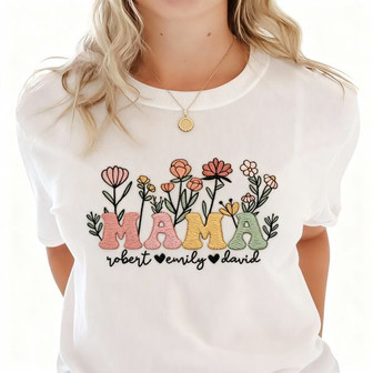 Personalized Flower Garden Grandma Embroidered Unisex T-Shirt - Thegiftio