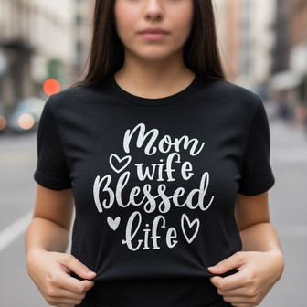 Blessed Life - Mom Wife Embroidered Unisex T-shirt Gift of Love - Thegiftio