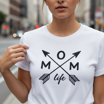 Blessed Mom Life Arrow Embroidered Unisex T-Shirt Love Journey - Thegiftio UK